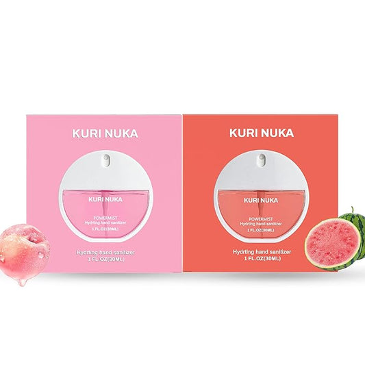 Hand Sanitizer Spray,Power Mist Hydrating Hand Sanitizer Spray, 2-piece set (Watermelon, Peach), Travel Size