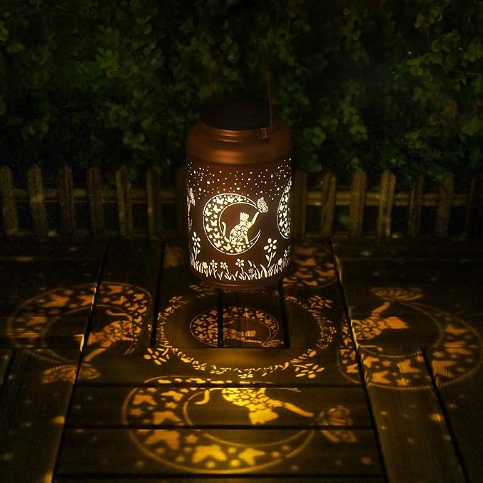 Christmas Gifts for Women Men Mom, Cat Solar Lights Outdoor Waterproof, Mothers Day Gifts Decorations Outside for Yard, Lawn, Balcony Garden Decor Solar Lantern