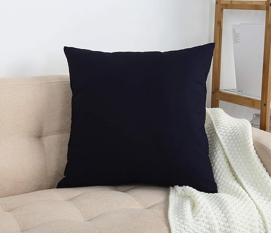 TangDepot Handmade Decorative Solid 100% Cotton Canvas Throw Pillow Covers/Pillow Shams, (14"x14", Dark Navy)