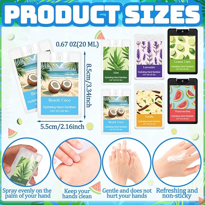 Dansib 24 Pack Hand Sanitizer Spray Bulk Travel Size Mini Hydrating Hand Sanitizer Gifts for Office Coworker Staff Teacher Christmas Stocking Stuffers Homeless Care Package Supplies
