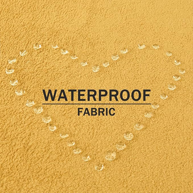 Kevin Textile Waterproof Decorative Pillow Covers Yellow 24x24 Inch Pack of 2 Soft Boucle Textured Euro Pillowcases Elegant Accent Pillows for Couch Sofa Chair Bed Home Decor Indoor Outdoor