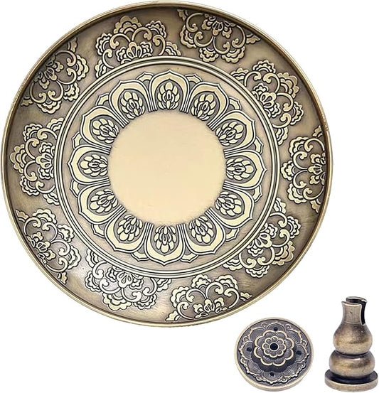 Brass Plate Incense Holder Set- 3 in 1 Incense Burner - for Smudging Bowl, Offering Bowl, Incense Burner Holder, Ash Catcher,Jewelry Dish