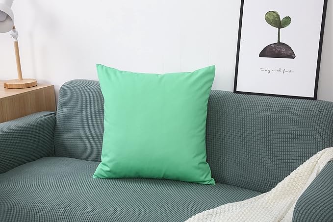 TangDepot Handmade Decorative Solid 100% Cotton Canvas Throw Pillow Covers/Cushion Covers, 45 Colors Available - (12" x 12" , Mint Green, 1 Count (Pack of 1))