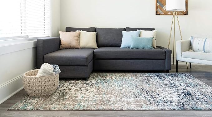 Rugs.com Arlington Collection Rug – 5' x 8' Grey Medium-Pile Rug Perfect for Living Rooms, Large Dining Rooms, Open Floorplans
