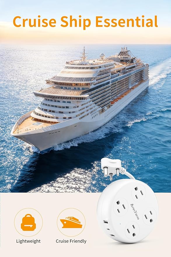 India Travel Adapter with USB C, US to India Plug Adapter with 4 Outlets 3 USB Ports, Type D Outlet Adapter for US to Bangladesh, India, Kuwait, Maldives (White)