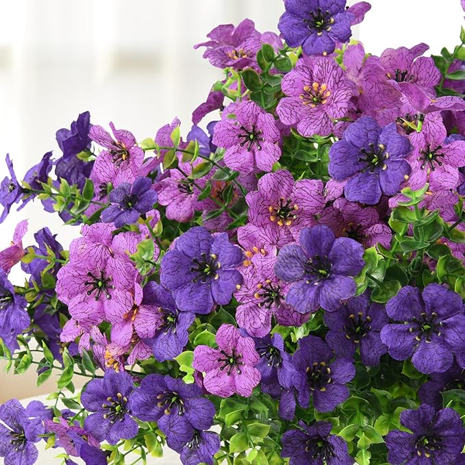 INQCMY Artificial Flowers for Outdoors Faux Plants Fake Flowers Spring Summer Decoration,12 Bundles Faux Silk Colorful Daisy Realistic UV Resistant for Outside Home Planter Window Porch Patio Yard
