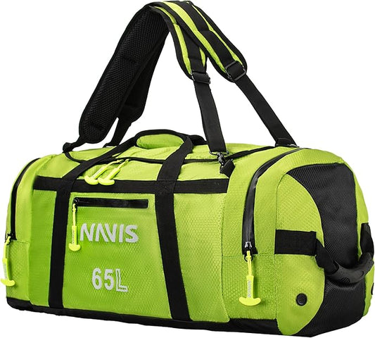 65L Sailing Bag Duffel - Waterproof Multi-Functional Dry Backpack with Wet/Dry Storage, 1680D Heavy Duty Nylon