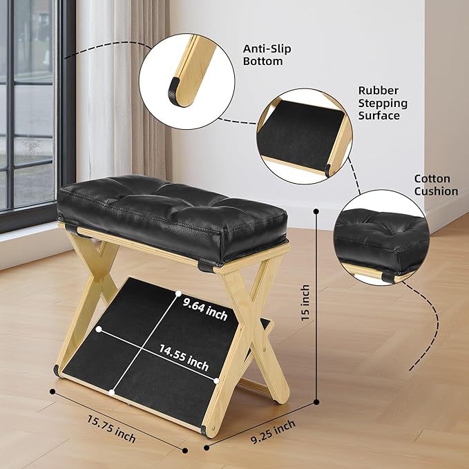 Foot Rest Under Desk, Wooden Desk Foot Rest with Non-Slip Rubber Stepping Surface, Ergonomic Under Desk Foot Stool, Enhances Posture, Office Home Work
