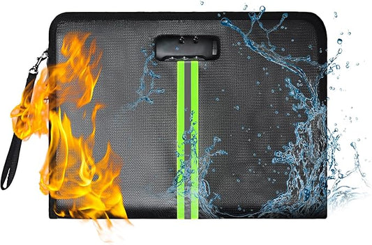 5200℉ Fireproof Document Bag, Fireproof Bag with Lock, Fireproof Document Organizer, Safes for Home Use Fire and Water Proof with Heat Insulated for Cash, Valuables, Documents-Black