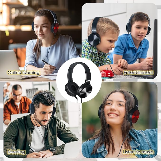 10 Pack Kids Headphones Bulk for School Classroom, Over-Ear Headphones Wired School Supplies for Kids Students Teachers, 3.5mm Jack(Black)