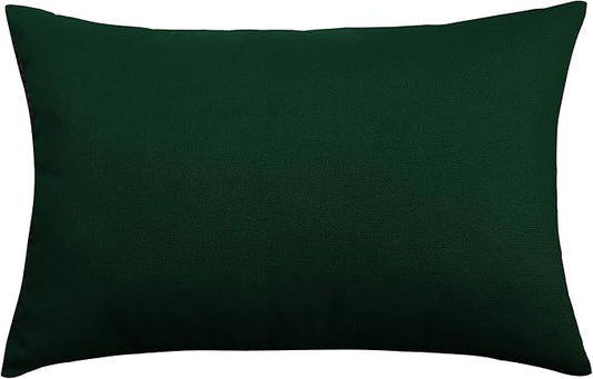 TangDepot Handmade Decorative Solid 100% Cotton Canvas Throw Pillow Covers/Pillow Shams, (12"x20", Deep Green)