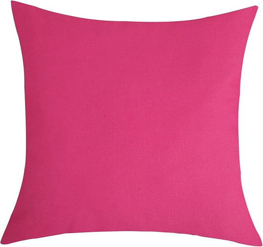 TangDepot Handmade Decorative Solid 100% Cotton Canvas Throw Pillow Covers/Pillow Shams, (20"x20", Hot Pink), 1 Count (Pack of 1)