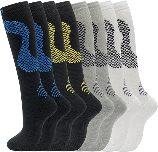 fenglaoda 8 Pairs Compression Socks for Men & Women 20-30 mmHg Knee High Nurse Pregnant Running Medical and Travel Athletic