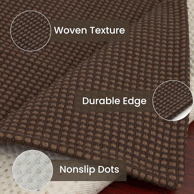 IOHOUZE Washable Runner Rug 2.6x8 Non Slip Rubber Backed Wide Hallway Runner Entryway Runner Indoor, Kitchen Rugs Woven Cotton Floor Carpet for Hall Entrance Bedroom, Brown