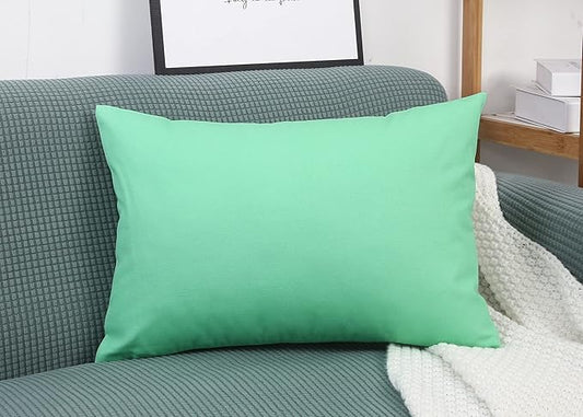 TangDepot Handmade Decorative Solid 100% Cotton Canvas Throw Pillow Covers/Cushion Covers, 45 Colors Available - (12" x 18" , Mint Green, 1 Count (Pack of 1))