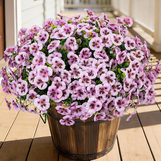 Artificial Flowers, 24 Bundles, Decorative Bouquets for Home, Wedding, Garden, Office Decor (Light Pink)
