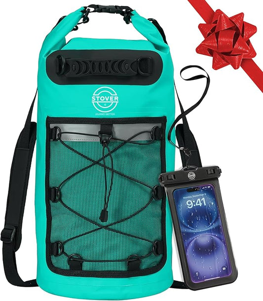 STOVER 5/10/25/30/40/55L Waterproof Dry Bag- Roll-Top Backpack w/Phone Case- Kayaking, Hiking, Camping, Boating- Men/Women