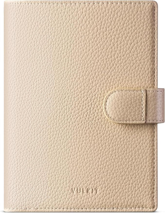 VULKIT Leather Passport Wallet for 2 Passports Slim Double Passport Holder RFID Blocking Passport Travel Wallet with ID Window for Women