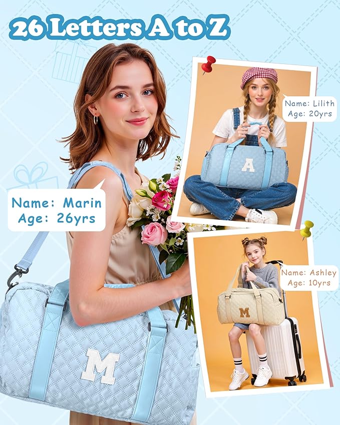 Elilier Personalized Gym Bag for Girls, Kids Travel Duffel Bag, Graduation Gift Ideas 2025, Monogram Weekender Bag with Shoes Compartment, Monogram others day gifts, Girls Gifts for Kids Friends
