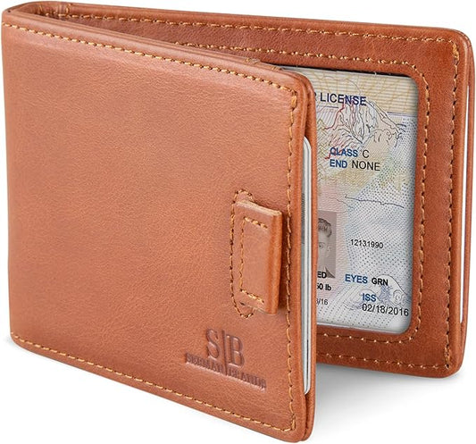 RFID Blocking Slim Money Clip Wallet – Leather Bifold Front Pocket Minimalist Mens Wallet with Money Clip for Men, Small Credit Card Holder Wallet - Travel Wallet with Gift Box