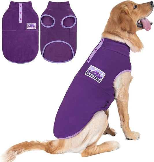 cyeollo Dog Sweaters for Large Dogs, Pullover Dog Fleece Jacket Turtleneck Sweatshirt Stretchy Vest Warm Lightweight Winter Pet Clothes, Purple XXXL