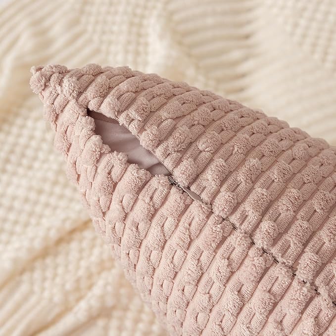 Kevin Textile 2 Packs Light Pink 26x26 Pillow Covers Euro Pillow Covers with Stripe Pattern Big Throw Pillow Covers for Valentines Day Gifts Couch Bedroom 66x66 cm