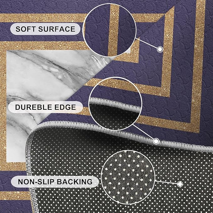 Retro Marble Rug Purple Marble Area Rug Gilded Light Luxury Geometric Carpet Rectangular Striped Geometric Rugs for Bedroom Dining Room 3x4ft