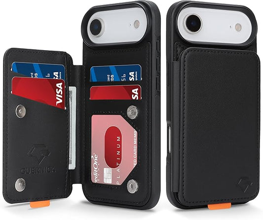 GUERNICA for iPhone 17 Air (6.7") Case Wallet with Card Holder, RFID Blocking Leather Protection, Shockproof Women Men Phone Case for iPhone Air, Black