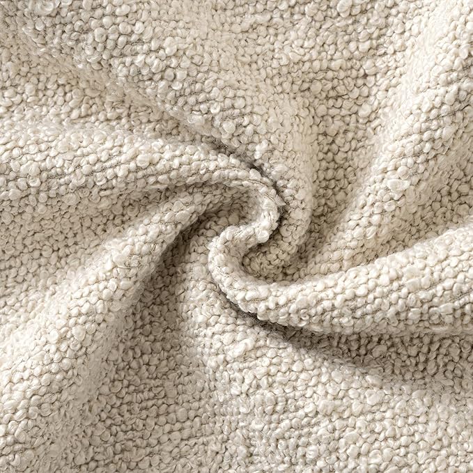 Woaboy Pack of 2 22x22 Inch Decorative Boucle Throw Pillow Covers Textured Square Pillowcaes Accent Euro Solid Cozy Soft Cushion Covers Home Decor for Sofa Couch Living Room Home Decor,Natural Beige
