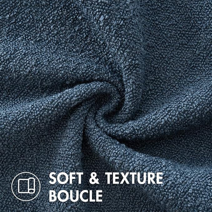 MIULEE 22x22 Inch Decorative Euro Sham Throw Pillows for Bed Set of 2 Textured Boucle Neutral Winter Throw Pillow Covers Dark Blue Accent Solid Euro Couch Pillowcases Sofa Livingroom Home Decor