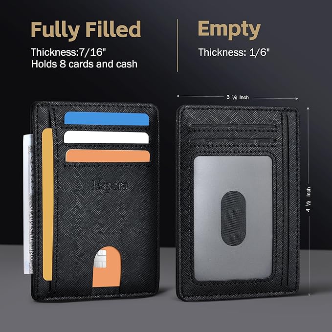 Espera Slim Minimalist Wallet for Men and Women, RFID Blocking Credit Card Holder, Thin Front Pocket Travel ID Case, Gifts for Men