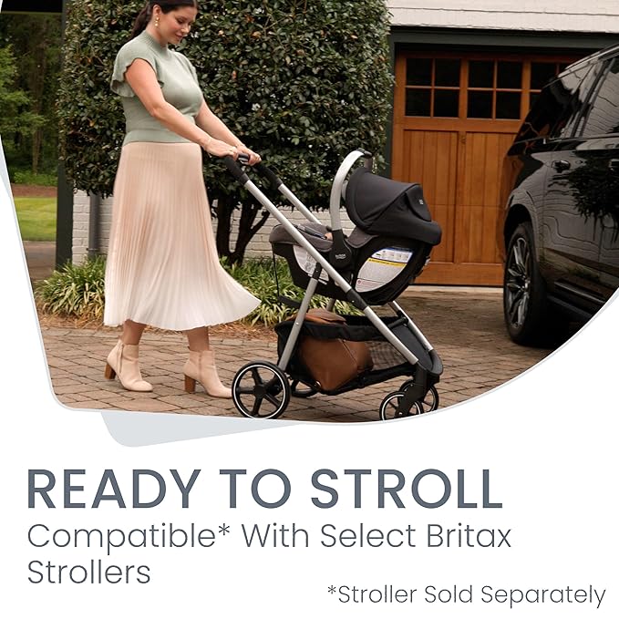 Britax Willow SC Infant Car Seat, Rear Facing Car Seat with Alpine Base, ClickTight Technology, RightSize System, Pindot Onyx