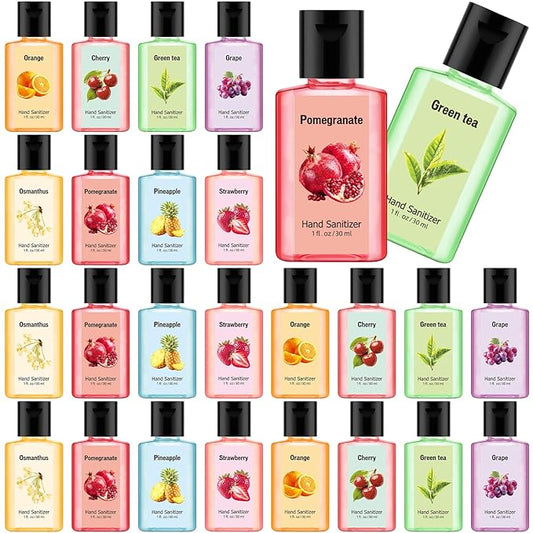 Frienda 24 Pcs Mini Hand Sanitizers Bulk Travel Size 1 Fl oz Scented Hand Sanitizer Pocket for Christmas Stocking Stuffers Women Men Nurse Coworker Teacher Office Gifts Homeless Care Package Supplies