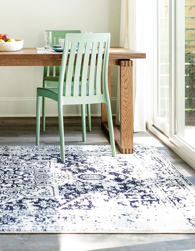 Rugs.com Arlington Collection Rug – 6' x 9' Blue Medium-Pile Rug Perfect for Living Rooms, Large Dining Rooms, Open Floorplans