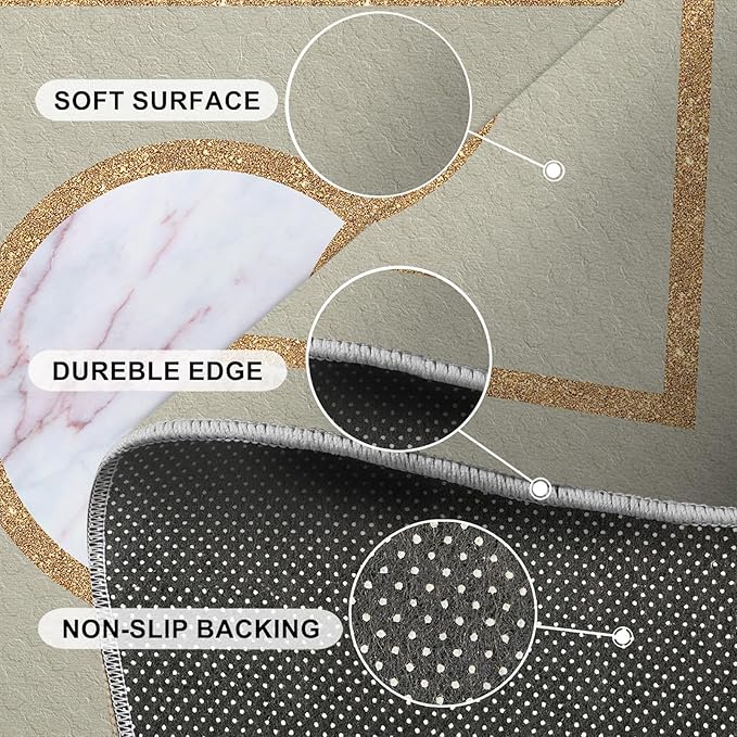 Abstract Marble Area Rugs Gilded Circle Rectangle Geometry Area Carpet Mid-Century Simple Rug Luxury Decor Rug for Living Room Door Mats Porch 8x10ft