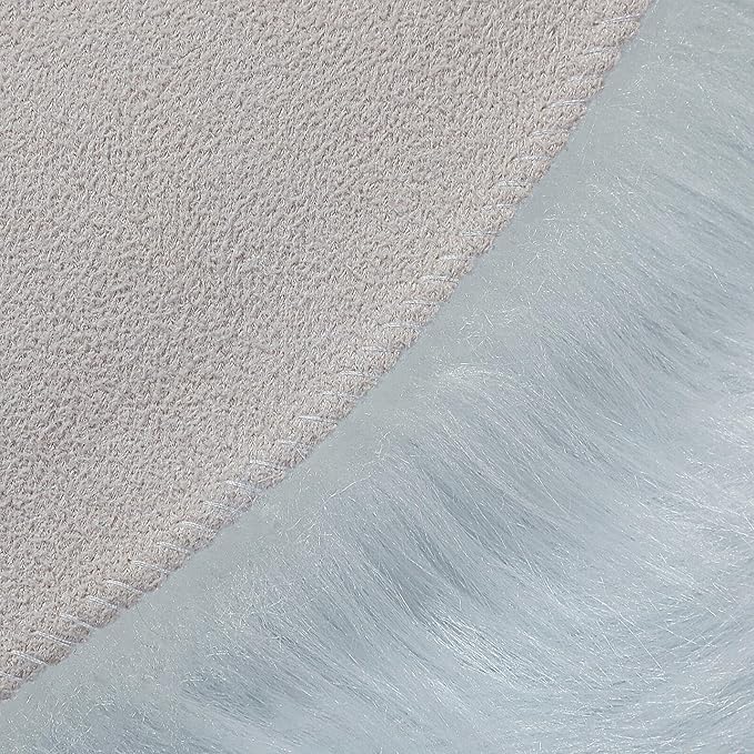 Faux Fur Rug Sheepskin Shag Fluffy Fuzzy White 2x3 ft Small Rugs for Bedroom Bedside Bed Floor Living Room Plush High-Density Cushion Carpet Super Sofa Cover