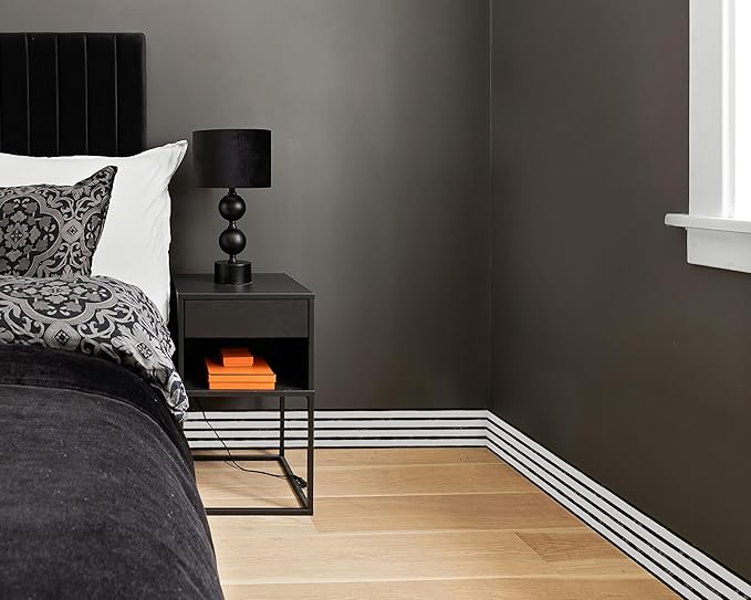 FLFK Wallpaper Border - Black and White Striped Wall Borders Decal Peel and Stick Trim 6" x 240"