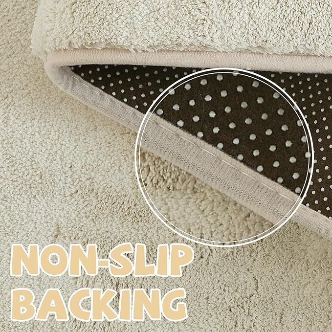 jinchan Solid Plush Area Rug 2x3 Performance Shaggy Washable Rug Indoor Entryway Doormat Soft Modern Faux Wool Cozy Non Slip Carpet for Living Room Kid Room Bedroom Nursery Ivory