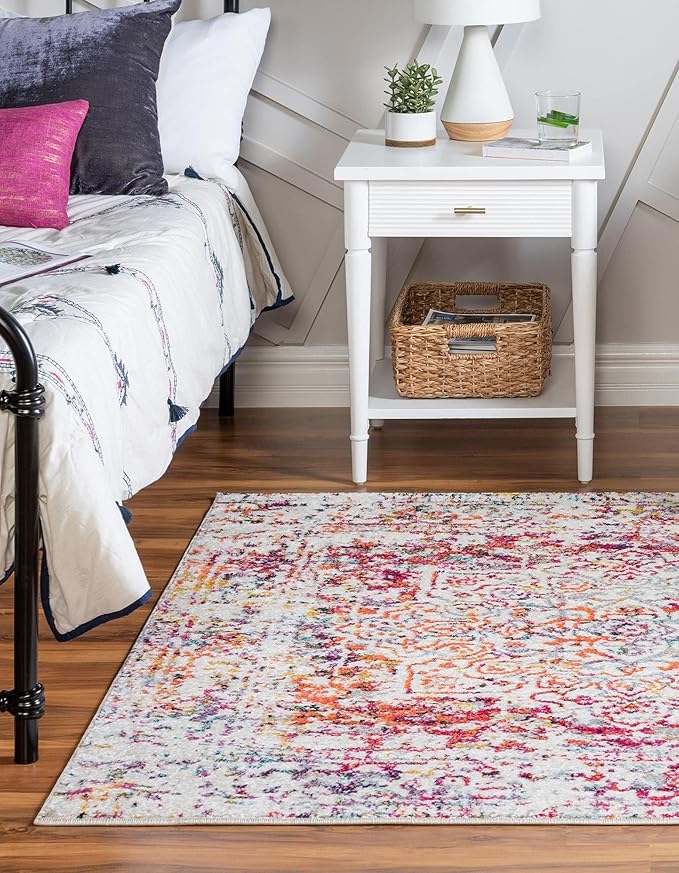 Rugs.com Arlington Collection Rug – 4 Ft Square Multi Medium-Pile Rug Perfect for Living Rooms, Kitchens, Entryways