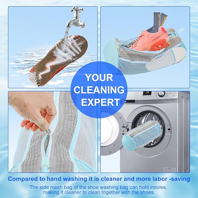Shoe Washing Bag for Washing Machine - Durable Shoe Washing Machine Bag for Most Children's Shoes (Small Grey 2PCS)