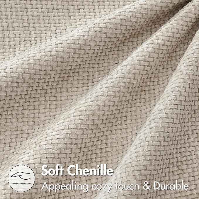 MIULEE Pack of 2 Christmas Couch Throw Pillow Covers 18x18 Inch Neutral Beige Modern Boho Accent Decorative Pillow Covers Soft Chenille Farmhouse Cushion Covers for Home Decor Bed Sofa Living Room