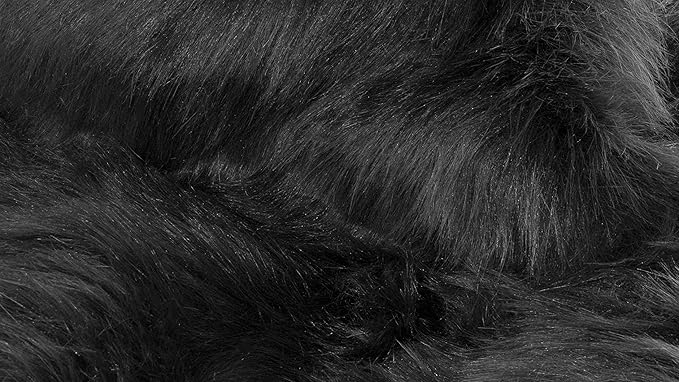 Luxe Gordon Faux Fur Rug with Soft and Fluffy Pile | Machine Washable Living Room Rug with Anti-Slip Backing | Cruelty-Free Area Rugs for Office or Bedroom, Black, 5 ft x 6 ft