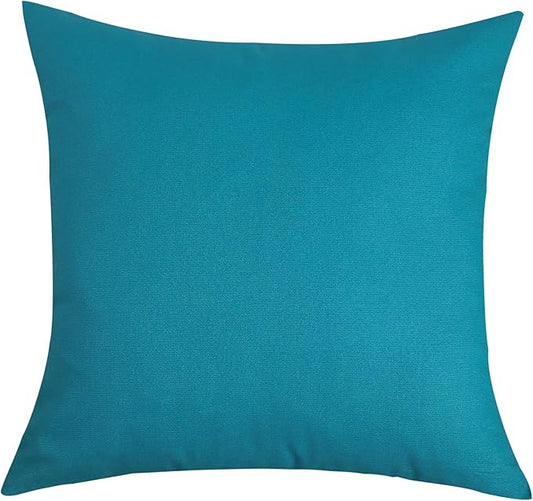 TangDepot Handmade Decorative Solid 100% Cotton Canvas Throw Pillow Covers/Pillow Shams, (18"x18", Blue Ashes)