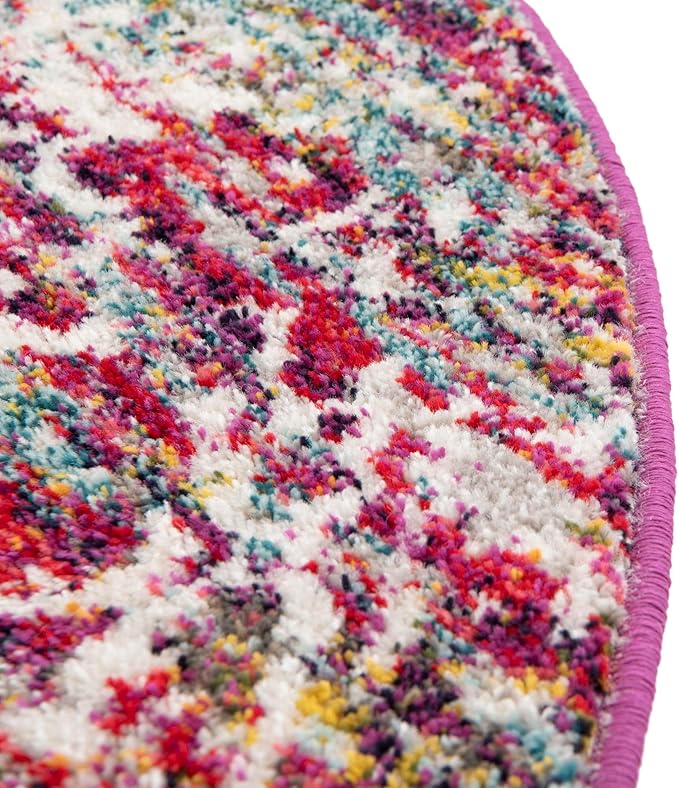 Rugs.com Arlington Collection Rug – 6 Ft Round Multi Medium-Pile Rug Perfect for Kitchens, Dining Rooms