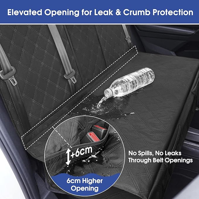 Upgraded 900D Heavy Duty Dog Back Bench Seat Cover, Car Seat Protector, 3 Seatbelts & Armrest Compatible, Waterproof Nonslip Pet Backseat Cover for Dogs & Kids, Fits Large SUVs & Trucks