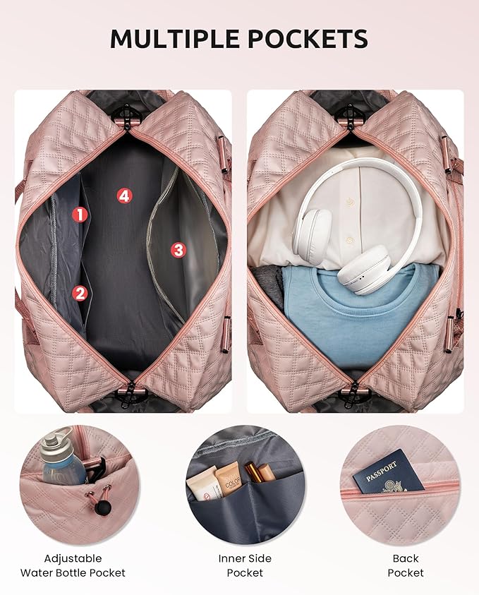 Vogewood Birthday Gifts for Women - Initial Duffle with Shoe Compartment, Personalized Weekender, Monogram Overnight, Letter Travel Bag with Makeup Bag; Preppy Girl Gift (Letter V)