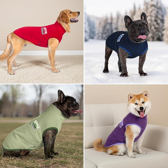 cyeollo Dog Sweaters for Medium Dogs, Turtleneck Stretchy Christmas Fleece Dog Jacket, Warm Lightweight Coat Winter Pet Clothes Boy Girl, Red XL