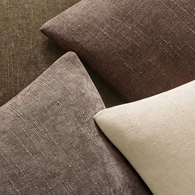 MIULEE Pack of 2 Decorative Throw Pillow Covers Soft 100% Polyester Throw Pillows Solid Textured Cushion Covers for Couch Sofa Bedroom Living Room 18x18 Inch, Chocolate
