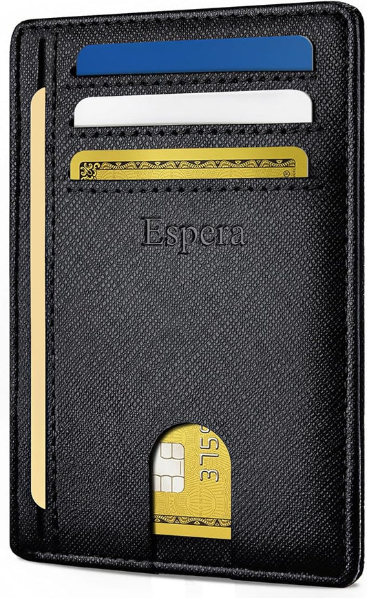 Espera Slim Minimalist Wallet for Men and Women, RFID Blocking Credit Card Holder, Thin Front Pocket Travel ID Case, Gifts for Men