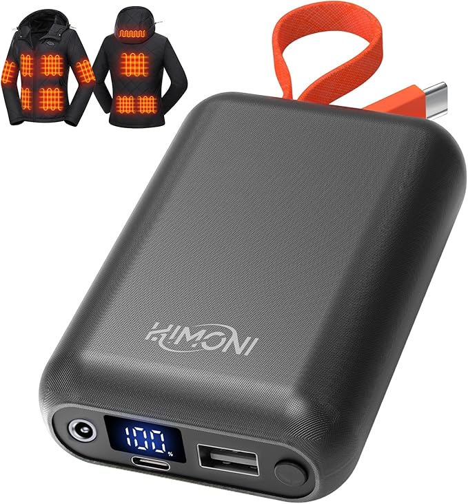 𝟕.𝟒𝐕/𝟱𝗩 𝟮𝗔 𝟯𝗔 𝟮𝟬𝟬𝟬𝟬𝗺𝗔𝗵 Heated Vest Battery Pack for ORORO, Venustas, Tidewe, Power Bank with LED Display for Heated Vest Jacket Pants Gear Chair Seats Blanket